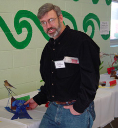 Ken Jewell with his award-winning cedar waxwing
